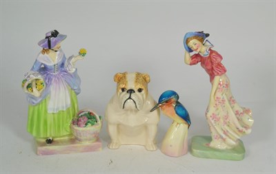 Lot 52 - Two Royal Doulton figures; ' Spring Flowers' HN1807 and 'Wind Flower' HN1763 together with...