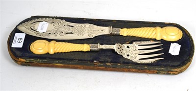 Lot 89 - Victorian silver fish servers with ivory handles