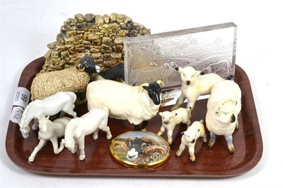 Lot 99 - A group of items including Margaret E Burley (20th century), Swaledale Ram, miniature acrylic...