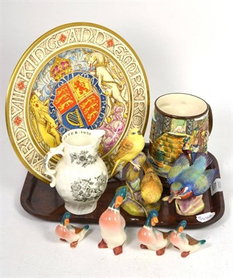 Lot 102 - A group of 20th century ceramics including a Beswick tankard, a Royal Worcester bicentenary...