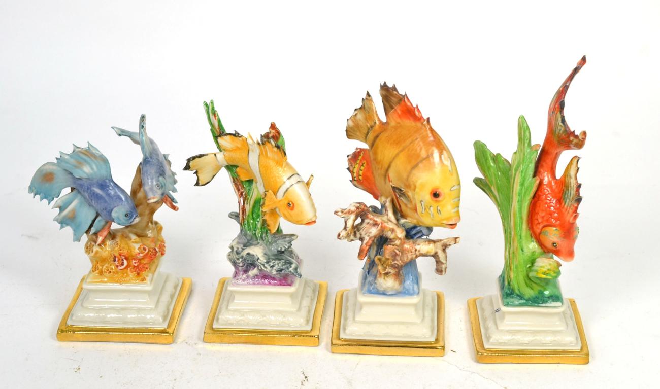 Lot 103 - A set of of four Capodimonte fish models