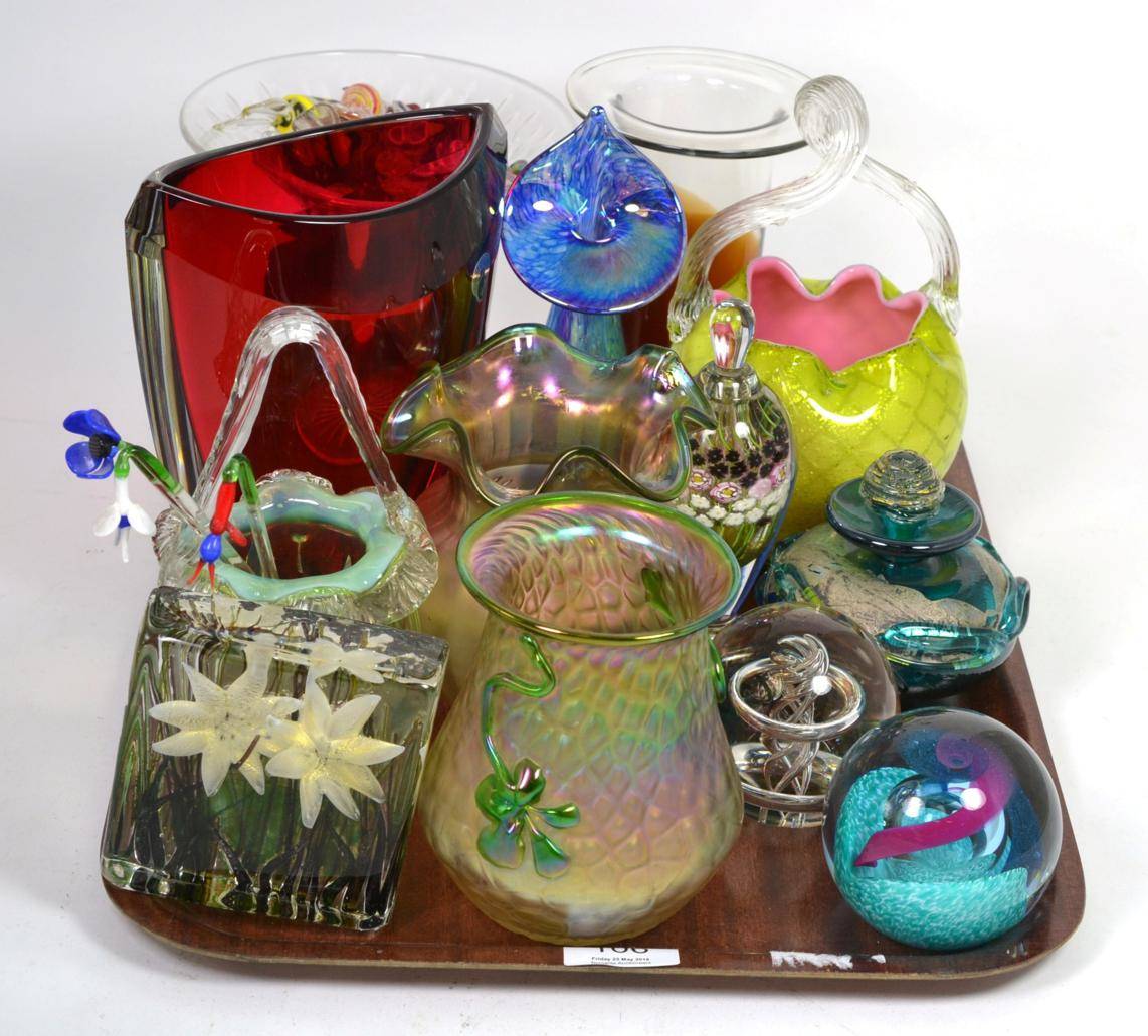 Lot 106 - An assortment of art and other glass including luster vases, Murano suites, Waterford crystal...