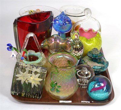 Lot 106 - An assortment of art and other glass including luster vases, Murano suites, Waterford crystal...
