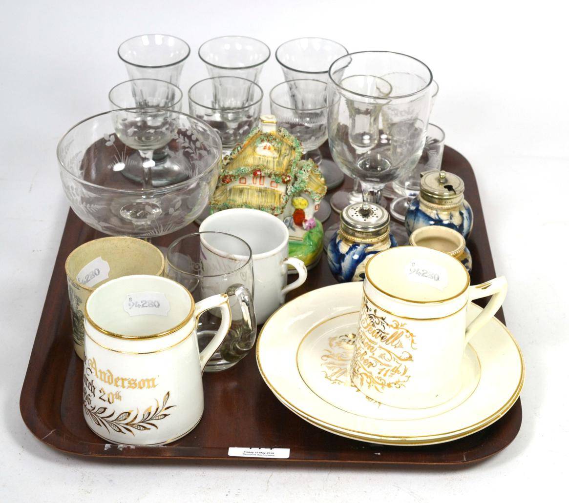 Lot 114 - 19th century Christening mugs ";Eleanor Jane Anderson born March 20th 1886"; and ";Thomas...