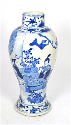 Lot 133 - A Chinese blue and white vase decorated with figures