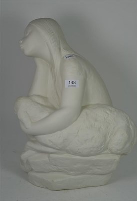 Lot 148 - A large and early Lladro figural group of a girl and lamb