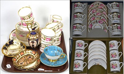 Lot 150 - A tray of ceramics including Royal Crown Derby Imari, Coalport and Royal Worcester together...