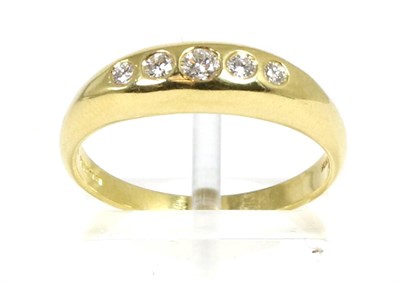 Lot 181 - An 18 carat gold diamond five stone ring, graduated round brilliant cut diamonds inset to a...