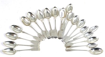 Lot 196 - A harlequin set of ten silver teaspoons and ten other various teaspoons