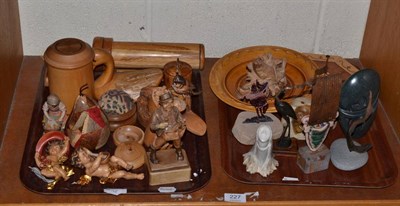 Lot 227 - Two trays of Treen including; kaleidoscope together with Inuit carvings including examples by...