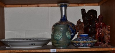 Lot 249 - A group of modern oriental decorative items including Chinese root wood carvings, Chinese porcelain