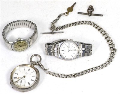 Lot 261 - A stainless steel calendar centre seconds quartz wristwatch, signed Seiko, with attached Seiko...