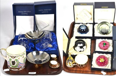 Lot 295 - Three boxed Caithness paperweights, two Royal Doulton commemorative Elizabeth II Silver Jubilee...