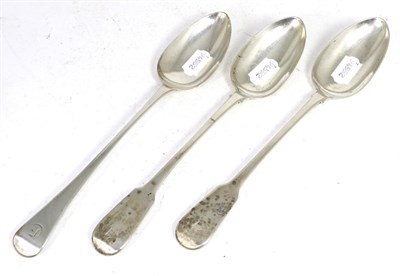 Lot 334 - Three George III silver serving spoons