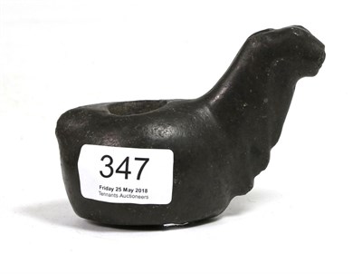 Lot 347 - A stone votive container or canopa, probably Inca, 15th century, modelled as a stylised llama,...