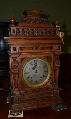 Lot 366 - A walnut quarter striking table clock, signed J R Russell, 18 Church St, circa 1870, pagoda...