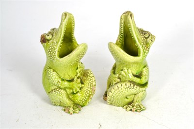 Lot 378 - Two Burmantofts faience alligator form spoon warmers (a.f.)