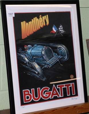 Lot 1007 - After Phil May (20th century contemporary) ";A Bugatti T45 Montlhery";, giclée poster print on...