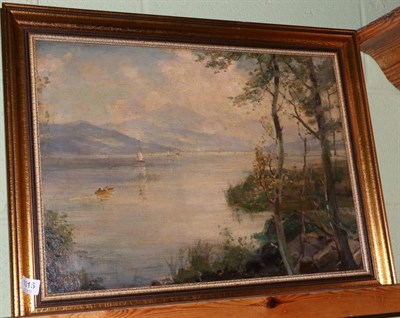 Lot 1015 - Sinclair (20th century) A view of Coniston Water with sailing ships, signed, oil on canvas