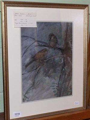 Lot 1018 - Anna Dixon RSW (1873-1959) ";Birds on a Branch";, watercolour