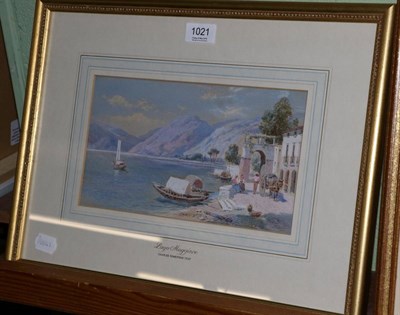 Lot 1021 - Charles Rowbotham (1856-1921 Lago Maggiore, signed and dated 1907 (lower  right), watercolour, 15cm