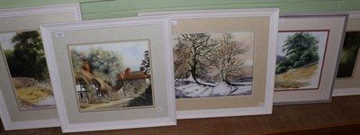 Lot 1022 - A collection of watercolours by John Parker, English moorland scene, canal scene, country lane,...