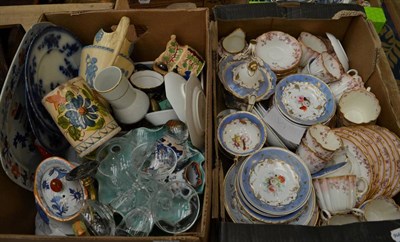 Lot 1047 - A Rockingham blue ground part tea service, Ironstone and Majolica etc