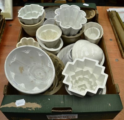 Lot 1058 - A pottery jelly mould, 19th century, moulded with fruit; and nineteen various 19th and 20th century