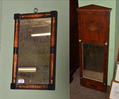 Lot 1115 - Small Regency painted mirror; together with an Edwardian inlaid mahogany hall mirror