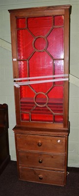 Lot 1126 - Glazed pine bookcase cabinet