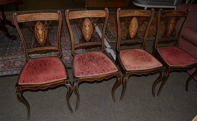 Lot 1161 - Four Edwardian inlaid mahogany chairs