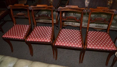 Lot 1176 - A pair of inlaid armchairs and four Regency chairs (6)