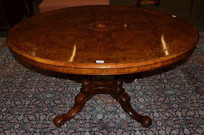 Lot 1184 - A Victorian burr walnut inlaid oval loo table