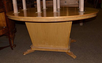 Lot 1201 - An oak veneered oval centre table of recent date