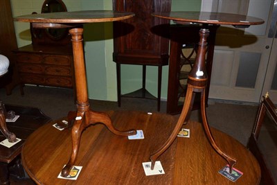 Lot 1204 - Inlaid mahogany wine table together with a George III oak tripod table