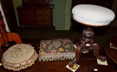 Lot 1206 - A Victorian revolving music seat and two Victorian footstools