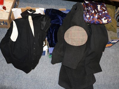 Lot 1293 - Costume including three African robes, early Burberry's mac, blue velvet capelet, two ladies...