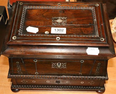 Lot 1302 - Mother of pearl inlaid rosewood sewing box