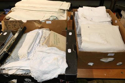 Lot 1305 - Three boxes of linen etc