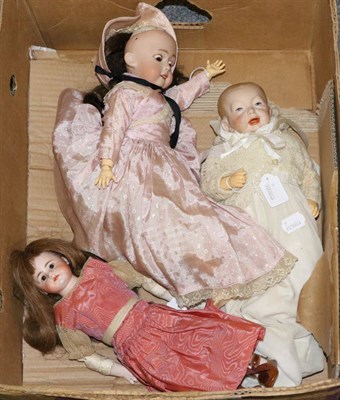 Lot 1310 - Gebruder Heubach bisque socket head doll, impressed 8192, sleeping brown eyes, brown wig on...