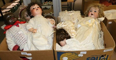 Lot 1329 - Reproduction Bru Jne bisque socket head doll 'Swallowhill 1982', fixed blue eyes, pierced ears,...