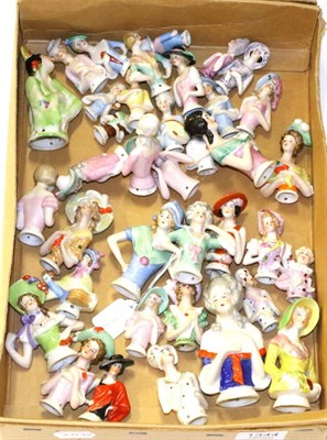 Lot 1344 - Quantity of assorted mainly crinoline style china half dolls, in a variety of poses and sizes