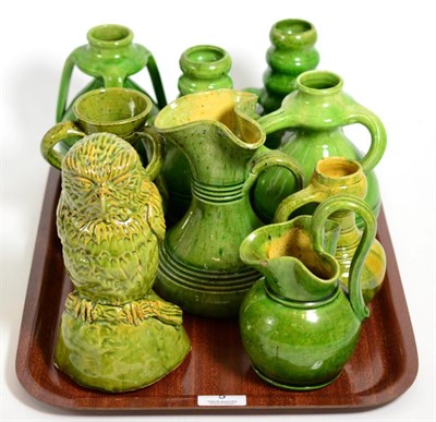 Lot 5 - A tray of green glazed earthenware
