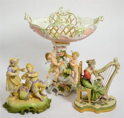 Lot 16 - A group of three 19th century Continental porcelain figures