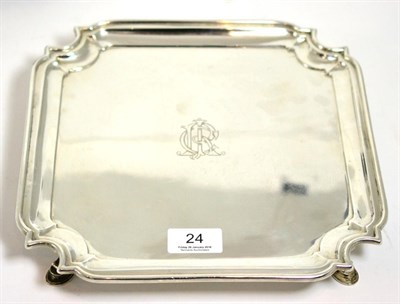 Lot 24 - A square silver salver, Mappin & Webb, London 1919, 26cm wide, 24.7ozt