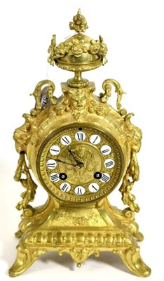 Lot 32 - A 19th century French gilt metal mantel clock