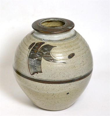 Lot 33 - David John Glanville (British, b.1937): A stoneware vase, grey matt speckled oatmeal glaze with...