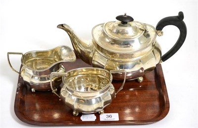 Lot 36 - A silver three piece tea set