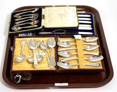 Lot 46 - Two cased sets of six silver spoons, by Cooper Bros & Sons, various dates, Sheffield; some...