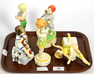 Lot 49 - Five Royal Worcester figures 'Tuesday's Child Is Full Of Grace' 3534 (a.f.), 'Wednesday Knows...